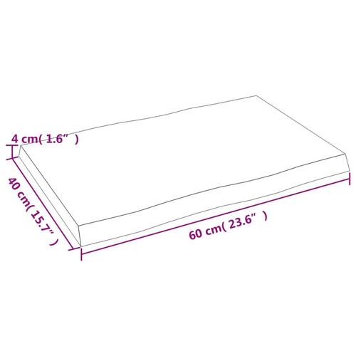 Bordplade 60x40x(2-4)cm naturlig kant ubehandlet massivt træ