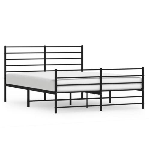 Sengeramme med sengegavl og fodgærde 150x200 cm metal sort