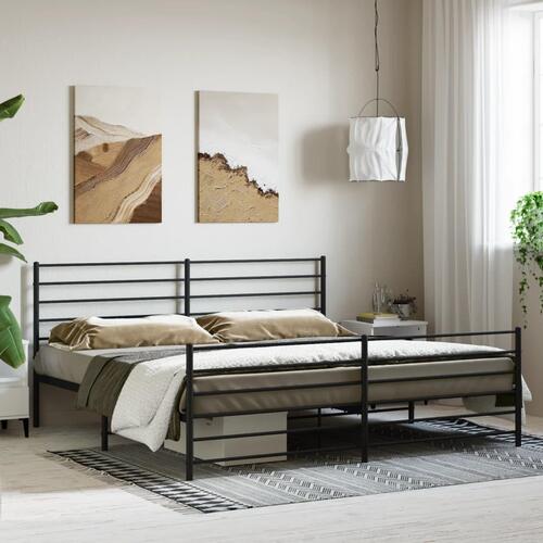 Sengeramme uden madras med fodgærde 180x200 cm sort
