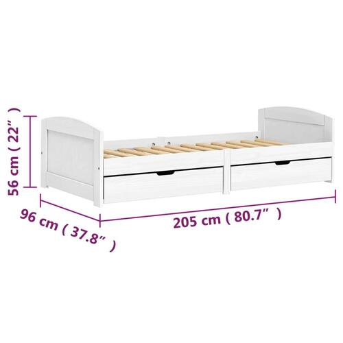 Daybed med to skuffer IRUN hvid 90x200 cm massivt fyrretræ