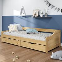 Daybed med to skuffer IRUN 90x200 cm massivt fyrretræ