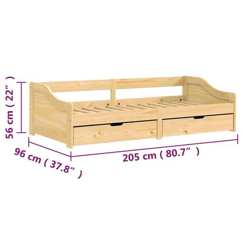 Daybed med to skuffer IRUN 90x200 cm massivt fyrretræ