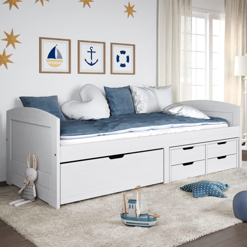 Daybed med fem skuffer IRUN hvid 90x200 cm massivt fyrretræ