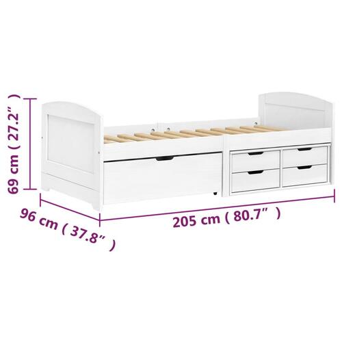 Daybed med fem skuffer IRUN hvid 90x200 cm massivt fyrretræ