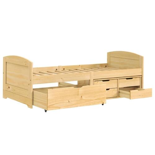 Daybed med fem skuffer IRUN 90x200 cm massivt fyrretræ