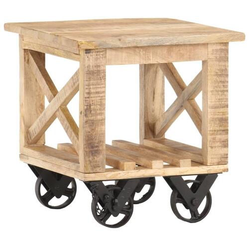 Sidebord med hjul 40x40x42 cm ru mangotræ
