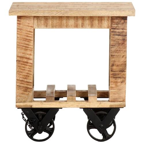 Sidebord med hjul 40x40x42 cm ru mangotræ