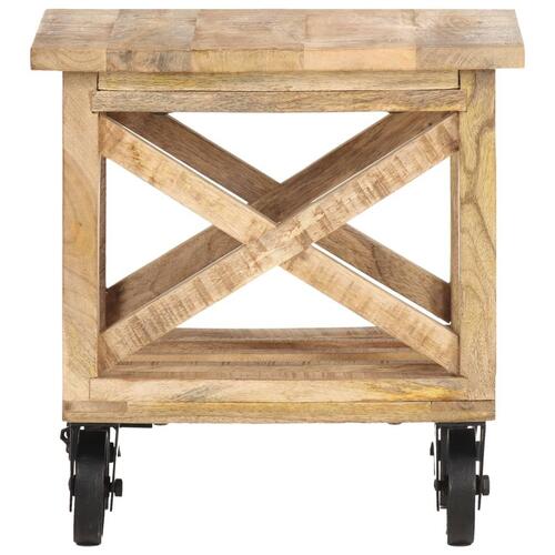 Sidebord med hjul 40x40x42 cm ru mangotræ