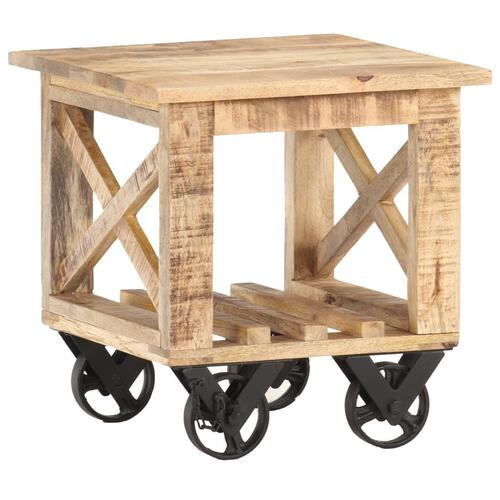 Sidebord med hjul 40x40x42 cm ru mangotræ