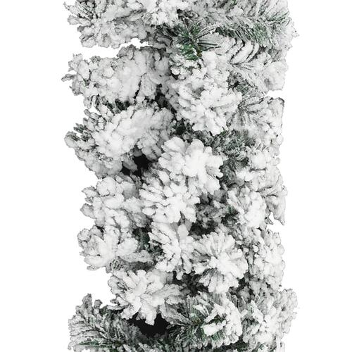 Juleguirlande med puddersne 10 m PVC grøn