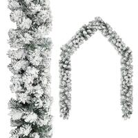 Juleguirlande med puddersne 20 m PVC grøn