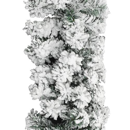 Juleguirlande med puddersne 20 m PVC grøn