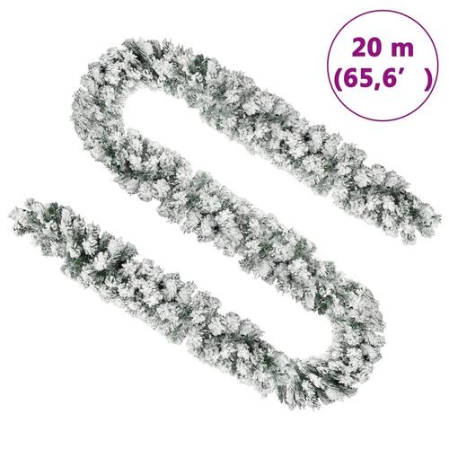 Juleguirlande med puddersne 20 m PVC grøn