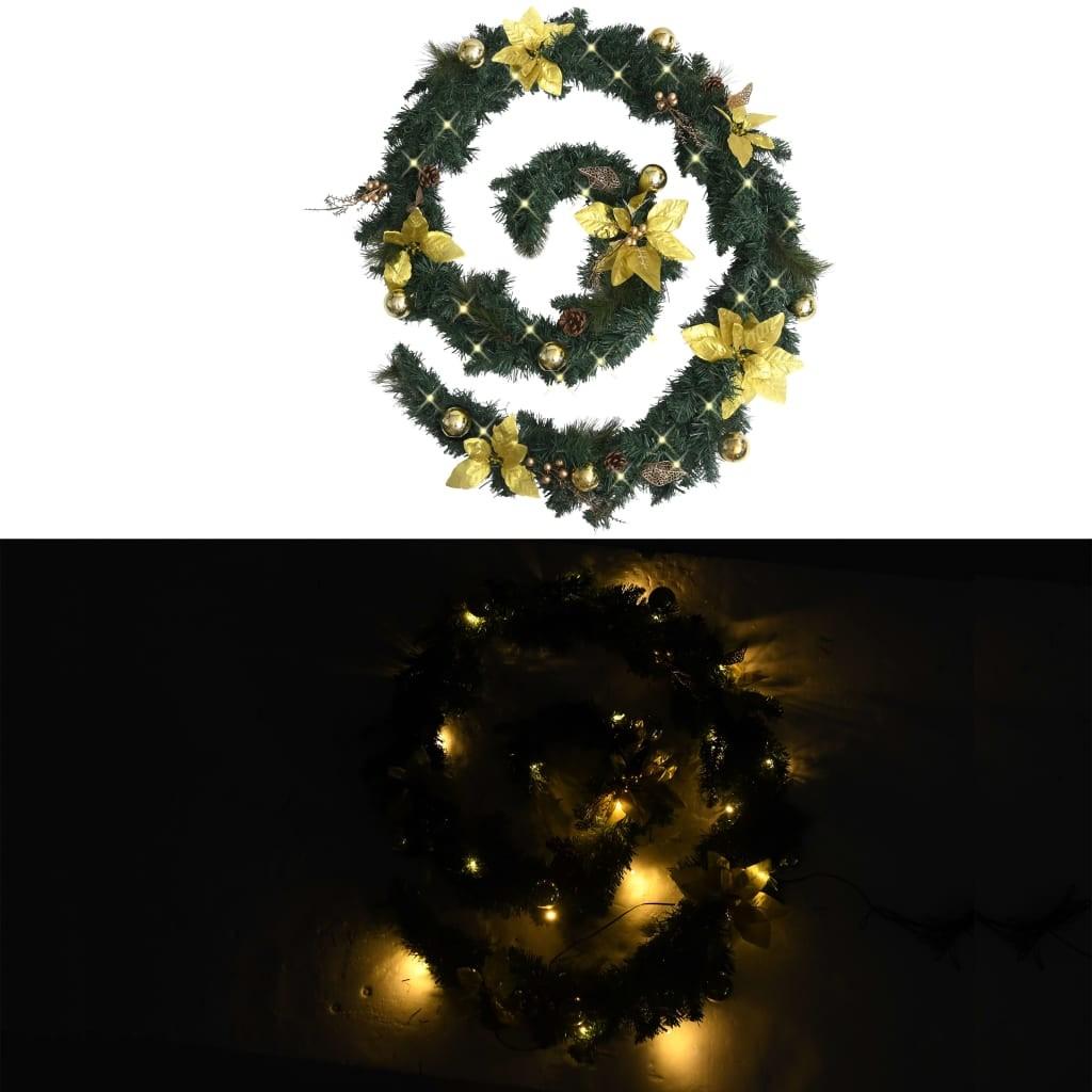 Juleguirlande med LED-lys 2,7 m PVC grøn