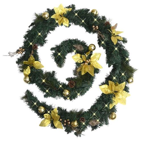 Juleguirlande med LED-lys 2,7 m PVC grøn