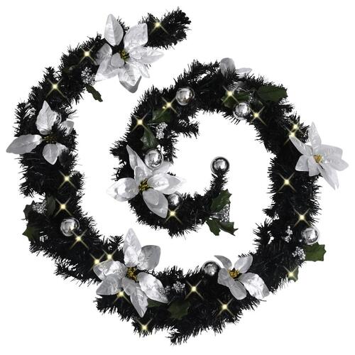 Juleguirlande med LED-lys 2,7 m PVC sort