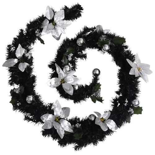Juleguirlande med LED-lys 2,7 m PVC sort