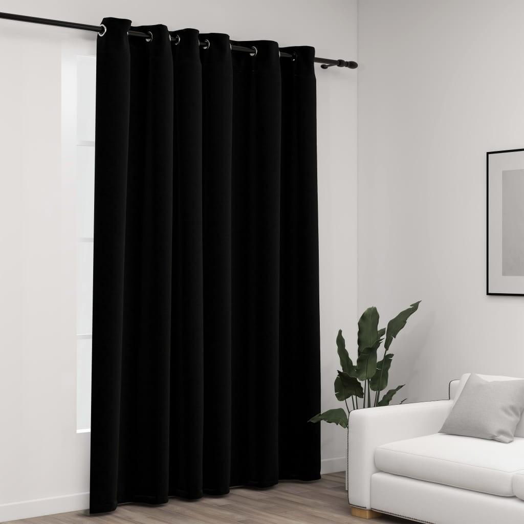 Mørklægningsgardin m. øjer 290x245 cm hør-look sort