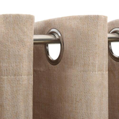 Lysdæmpende gardiner med øjer 2 stk. hør-look 140x225 cm beige