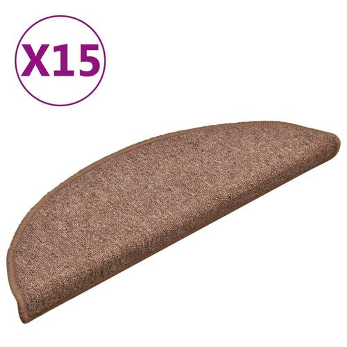 Trappemåtter 15 stk. 56x17x3 cm brun
