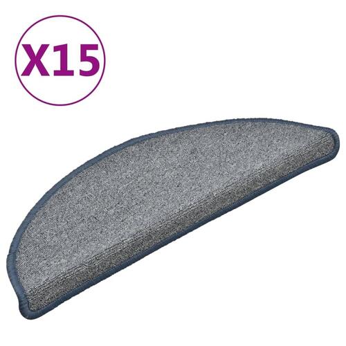 Trappemåtter 15 stk. 56x17x3 cm lysegrå og blå