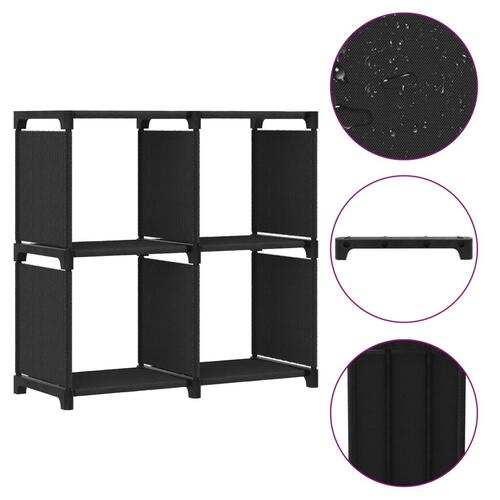 Displayreol med 4 kubeformede rum 69x30x72,5 cm stof sort