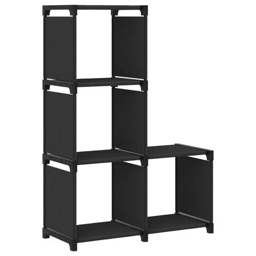 Displayreol med 4 kubeformede rum 69x30x72,5 cm stof sort