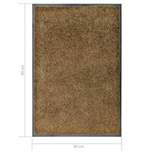 Vaskbar dørmåtte 60x90 cm brun