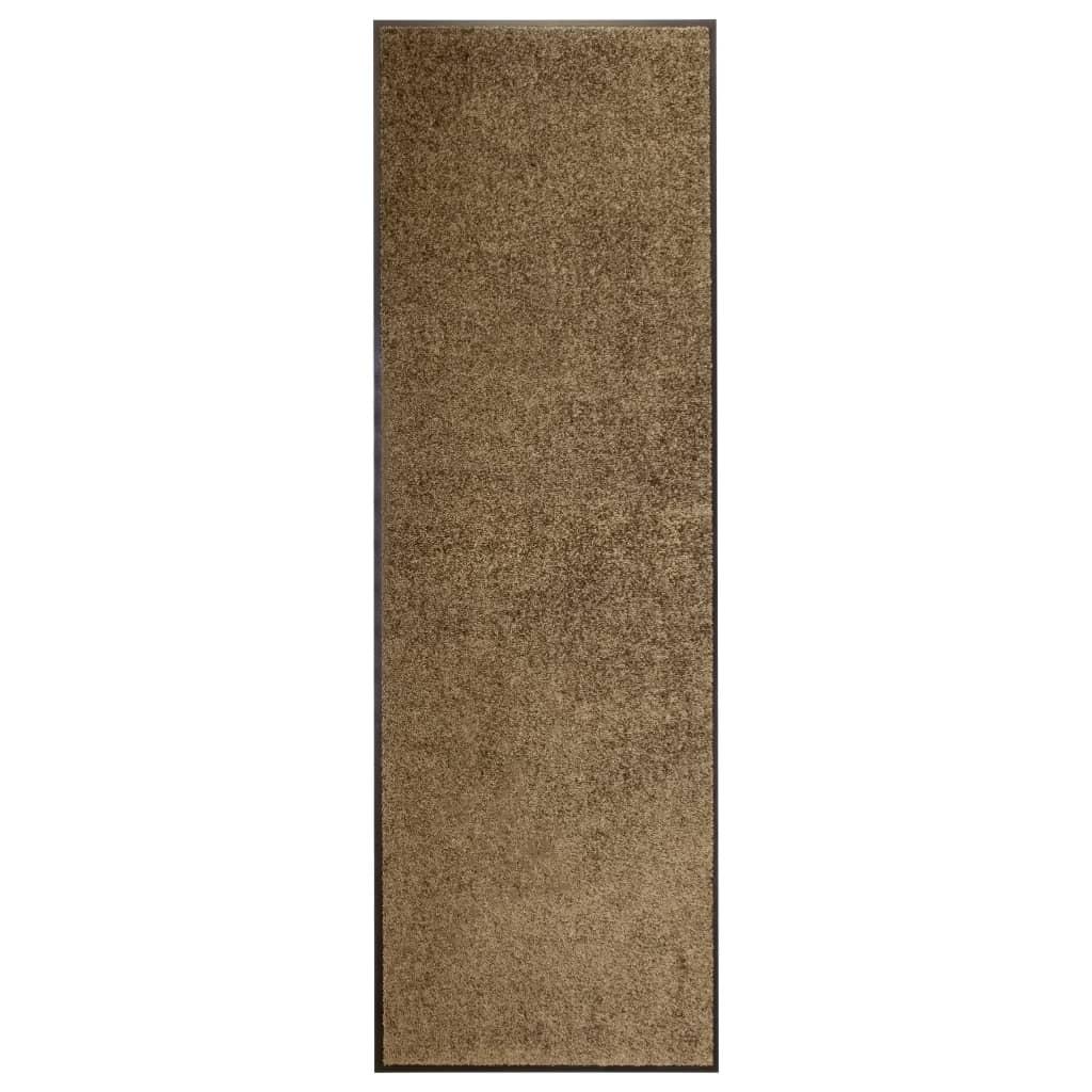 Vaskbar dørmåtte 60x180 cm brun
