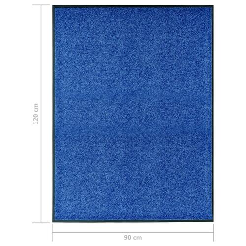 Vaskbar dørmåtte 90x120 cm blå