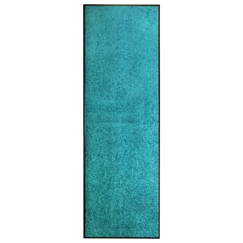 Vaskbar dørmåtte 60x180 cm cyanblå billede