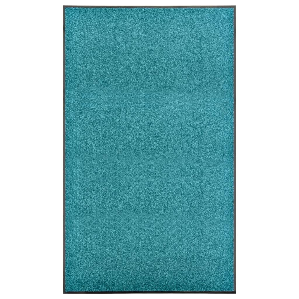 Vaskbar dørmåtte 90x150 cm cyanblå