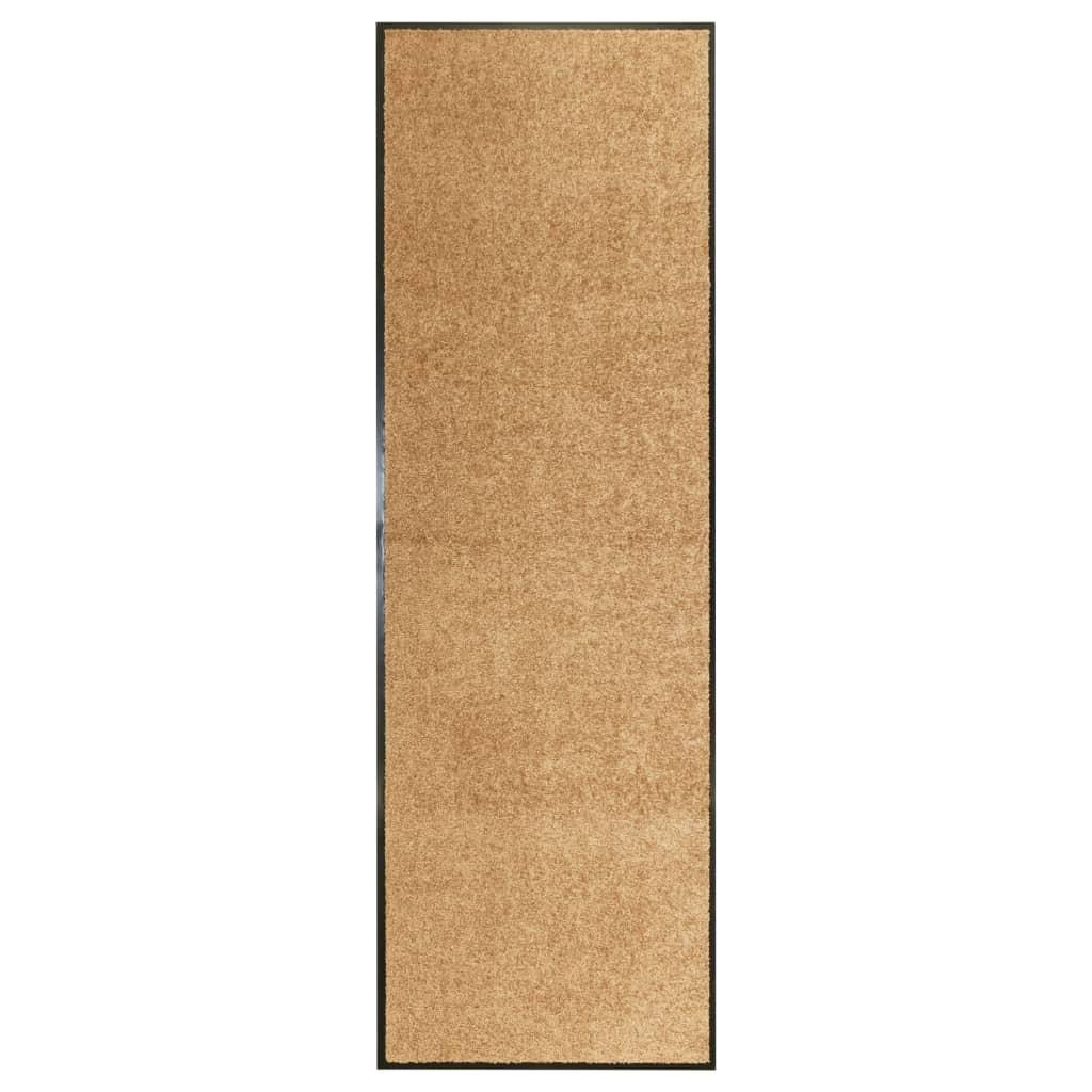 Vaskbar dørmåtte 60x180 cm cremefarvet
