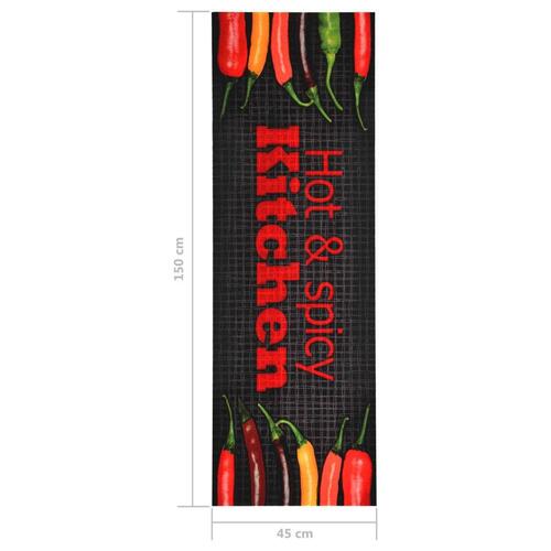 Vaskbar køkkenmåtte 45x150 Hot&Spicy-print