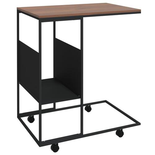 Sidebord med hjul 55x36x63,5 cm konstrueret træ sort