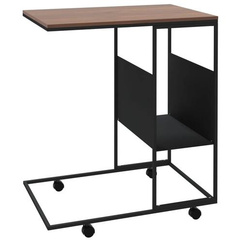 Sidebord med hjul 55x36x63,5 cm konstrueret træ sort