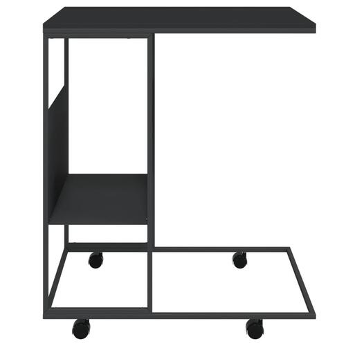 Sidebord med hjul 55x36x63,5 cm konstrueret træ sort