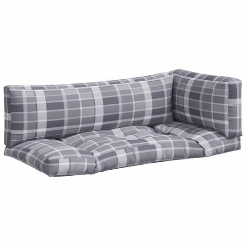 Hynder til pallesofa 3 stk. gråternet mønster