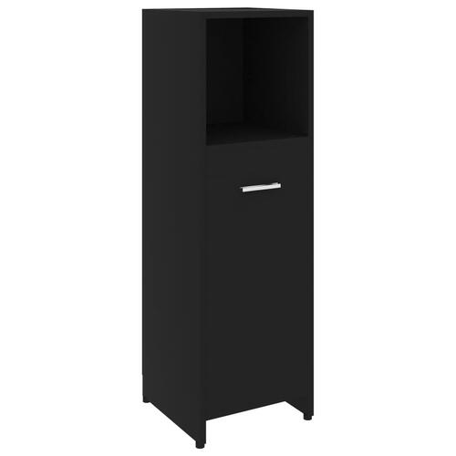Badeværelsesskab 30x30x95 cm konstrueret træ sort