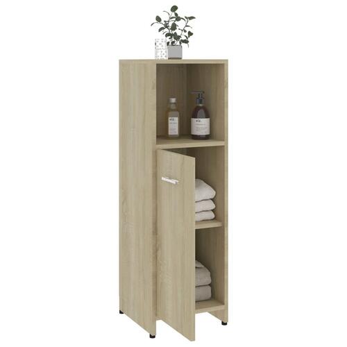 Badeværelsesskab 30x30x95 cm konstrueret træ sonoma-eg