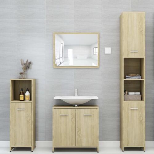 Badeværelsesskab 30x30x95 cm konstrueret træ sonoma-eg
