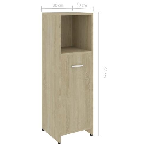 Badeværelsesskab 30x30x95 cm konstrueret træ sonoma-eg