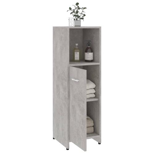 Badeværelsesskab 30x30x95 cm konstrueret træ betongrå