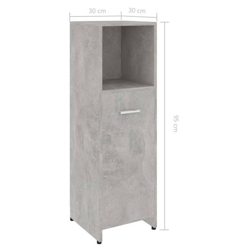 Badeværelsesskab 30x30x95 cm konstrueret træ betongrå