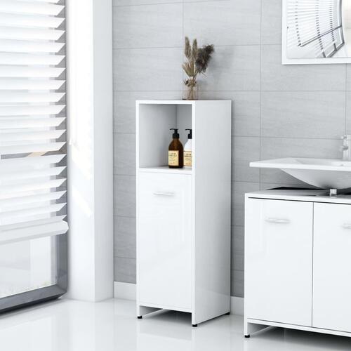 Badeværelsesskab 30x30x95 cm konstrueret træ hvid højglans