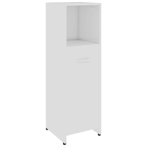 Badeværelsesskab 30x30x95 cm konstrueret træ hvid højglans