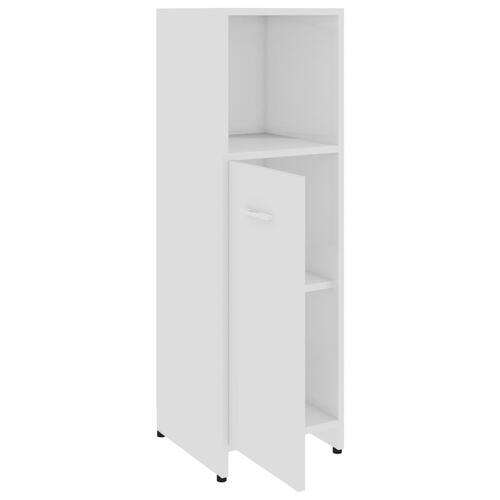 Badeværelsesskab 30x30x95 cm konstrueret træ hvid højglans