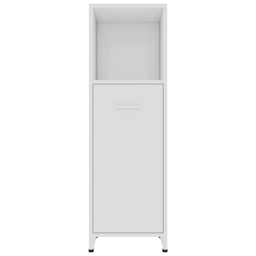 Badeværelsesskab 30x30x95 cm konstrueret træ hvid højglans
