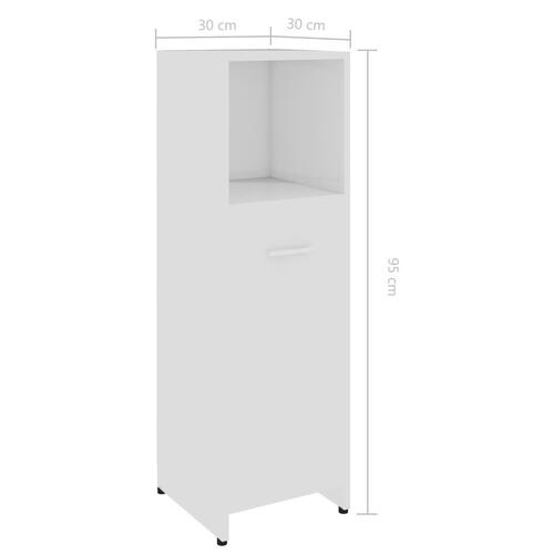 Badeværelsesskab 30x30x95 cm konstrueret træ hvid højglans