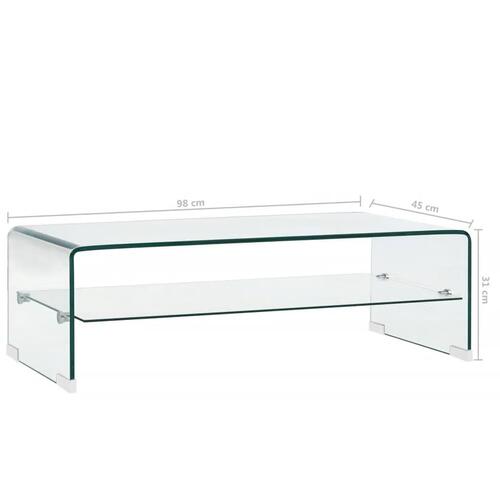 Sofabord 98 x 45 x 31 cm hærdet glas transparent